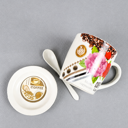 Coffee Mug with spoon and lid