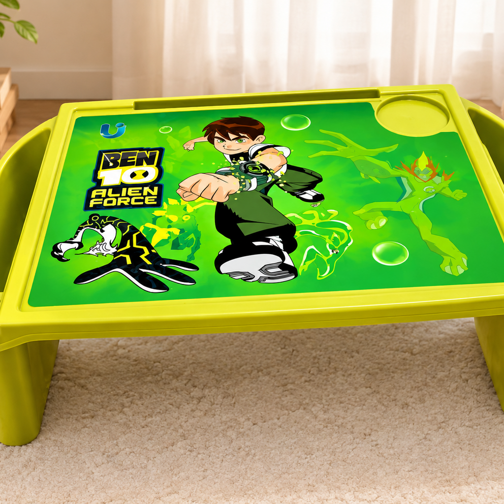 Kids table with ben 10 print on front 